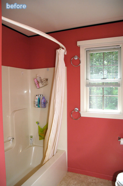 red painted bathroom