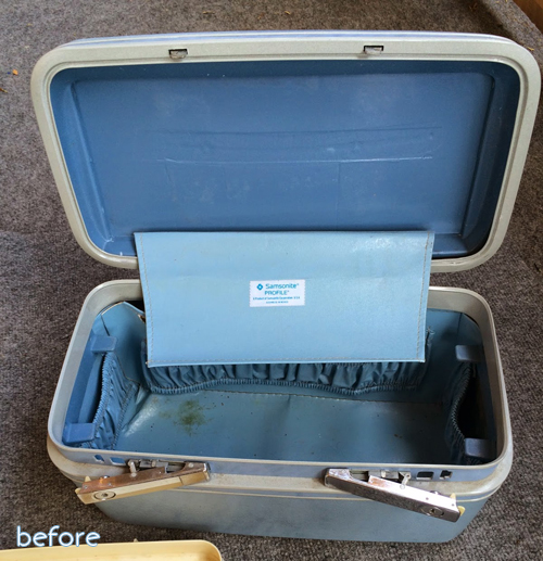 vintage train case before