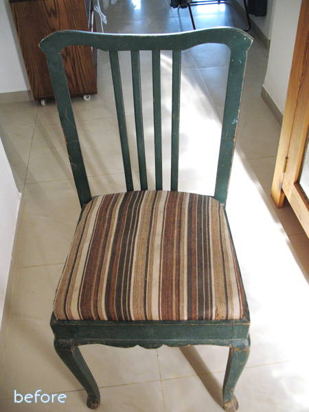 sad striped chair before