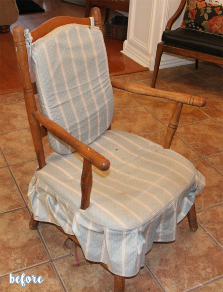 Blue Ruffle Chair Before