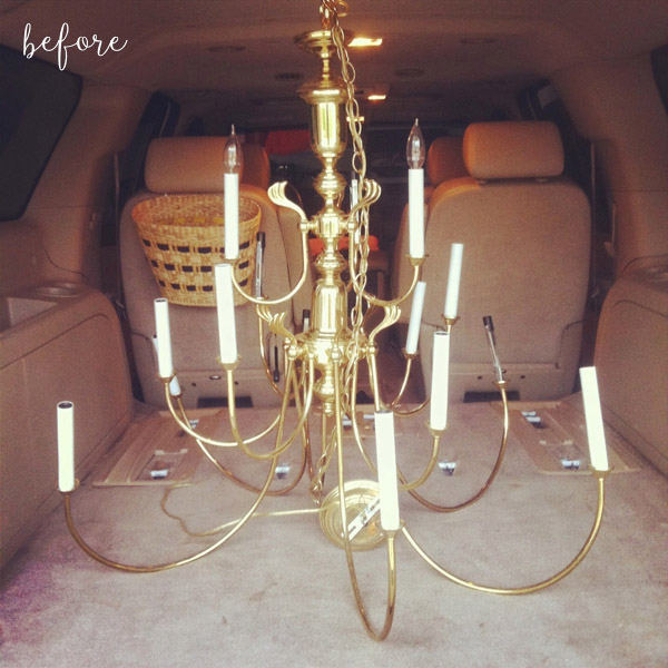 Brass Chandelier Before