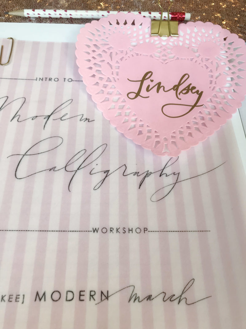 place settings for calligraphy workshop