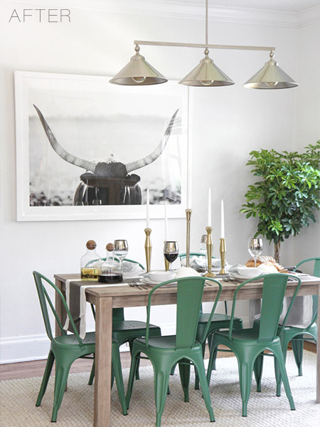 modern dining room with green chairs bull photograph industrial lighting