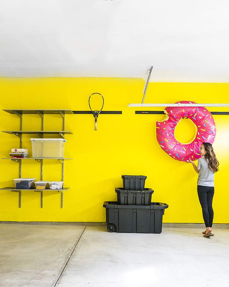 bright yellow garage makeover