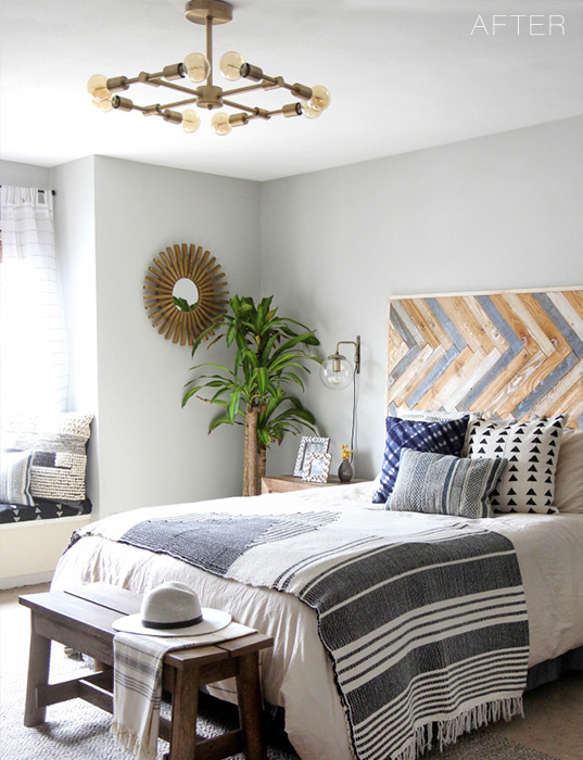 bedroom beautiful makeover herringbone headboard