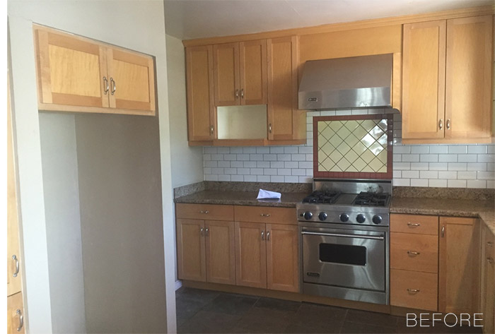 subway tile kitchen before makeover