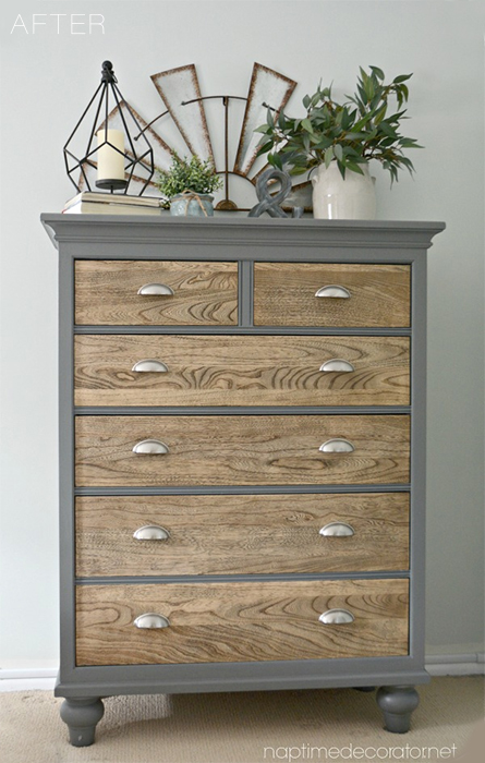 Solid wood dresser makeover with maple stained drawer-fronts | betterafter.net